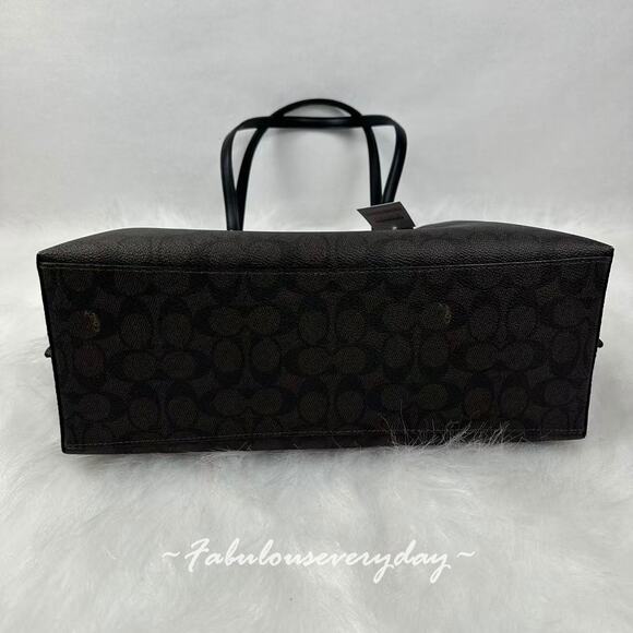 Coach Mollie Tote Bag In Signature Canvas CV967 Walnut/Black NWT - Picture 9 of 11